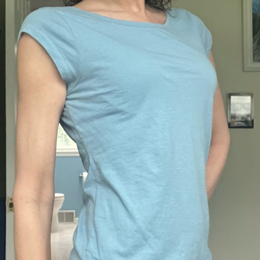 Women's Blue Cap Sleeve Top